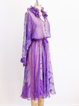 Silk Chiffon Purple Printed Dress Dress arcadeshops.com