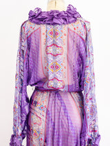 Silk Chiffon Purple Printed Dress Dress arcadeshops.com