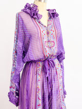 Silk Chiffon Purple Printed Dress Dress arcadeshops.com