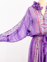 Silk Chiffon Purple Printed Dress Dress arcadeshops.com