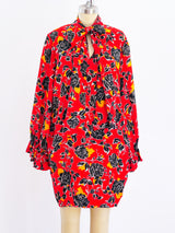 Yves Saint Laurent Rose Print Silk Dress Dress arcadeshops.com