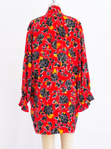 Yves Saint Laurent Rose Print Silk Dress Dress arcadeshops.com