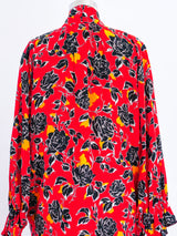 Yves Saint Laurent Rose Print Silk Dress Dress arcadeshops.com