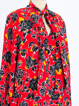 Yves Saint Laurent Rose Print Silk Dress Dress arcadeshops.com
