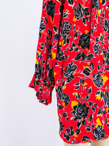 Yves Saint Laurent Rose Print Silk Dress Dress arcadeshops.com