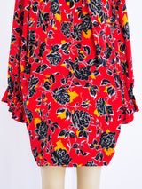 Yves Saint Laurent Rose Print Silk Dress Dress arcadeshops.com