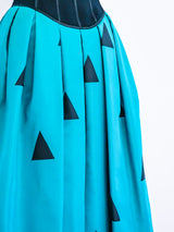Geoffrey Beene Teal and Black Triangle Print Silk Gown Dress arcadeshops.com