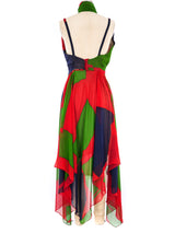 Pauline Trigere Colorblocked Chiffon Tank Dress Dress arcadeshops.com