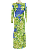 1989 Yves Saint Laurent Metallic Floral Gown Dress arcadeshops.com
