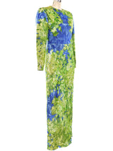 1989 Yves Saint Laurent Metallic Floral Gown Dress arcadeshops.com