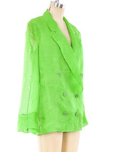 Yves Saint Laurent Kelly Green Mesh Blazer Jacket arcadeshops.com