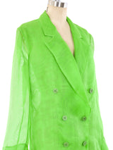 Yves Saint Laurent Kelly Green Mesh Blazer Jacket arcadeshops.com