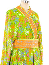 Oscar de la Renta Belted Floral Chiffon Maxi Dress Dress arcadeshops.com