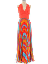 Rainbow Pleated Maxi Dress Dress arcadeshops.com