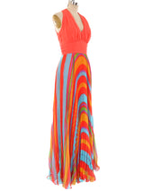 Rainbow Pleated Maxi Dress Dress arcadeshops.com