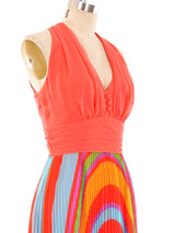 Rainbow Pleated Maxi Dress Dress arcadeshops.com