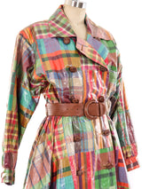 Oscar de la Renta Rainbow Plaid Raincoat Outerwear arcadeshops.com
