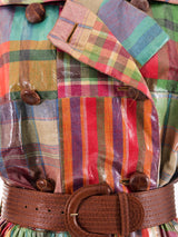 Oscar de la Renta Rainbow Plaid Raincoat Outerwear arcadeshops.com