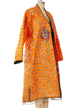 Orange Afghani Coin Embellished Coat Jacket arcadeshops.com