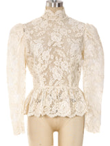 Lace Puff Sleeve Top Top arcadeshops.com