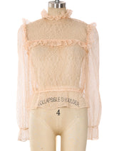 Pink Lace Ruffle Top Top arcadeshops.com