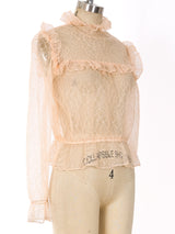 Pink Lace Ruffle Top Top arcadeshops.com