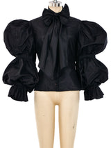 Valentino Puff Sleeve Taffeta Shirt Top arcadeshops.com