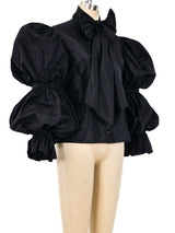 Valentino Puff Sleeve Taffeta Shirt Top arcadeshops.com