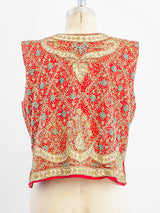 Bullion Embellished Open Front Vest Top arcadeshops.com