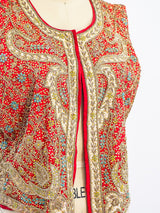 Bullion Embellished Open Front Vest Top arcadeshops.com