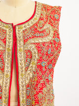 Bullion Embellished Open Front Vest Top arcadeshops.com