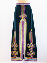 Moroccan Soutache Trim Maxi Skirt Skirt arcadeshops.com