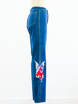 Embroidered High Waist Flare Jeans Bottom arcadeshops.com