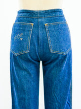 Embroidered High Waist Flare Jeans Bottom arcadeshops.com