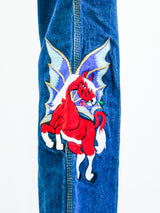 Embroidered High Waist Flare Jeans Bottom arcadeshops.com