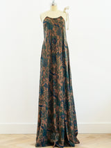 Bird Print Brown Sleeveless Caftan Dress arcadeshops.com