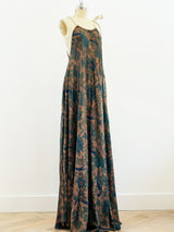 Bird Print Brown Sleeveless Caftan Dress arcadeshops.com