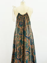 Bird Print Brown Sleeveless Caftan Dress arcadeshops.com