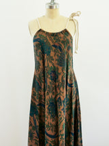 Bird Print Brown Sleeveless Caftan Dress arcadeshops.com