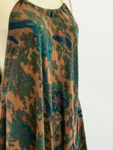 Bird Print Brown Sleeveless Caftan Dress arcadeshops.com