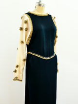 Geoffrey Beene Black Ivory Silk Gown Dress arcadeshops.com