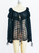 Christian Dior silk chiffon peasant top Top arcadeshops.com