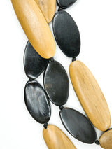 Wood and Horn Bead Multistrand Necklace Accessory arcadeshops.com