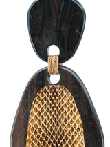 Wood and Snakeskin Drop Earrings Accessory arcadeshops.com