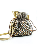 Woven Metallic Leather Bucket Bag Accessory arcadeshops.com