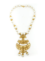 Faux Pearl Shield Pendant Necklace Accessory arcadeshops.com