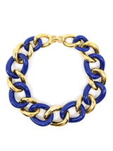 Givenchy Blue and Goldtone Chain Collar Necklace Accessory arcadeshops.com