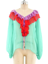 Yves Saint Laurent Ruffled Chiffon Blouse Top arcadeshops.com