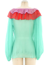Yves Saint Laurent Ruffled Chiffon Blouse Top arcadeshops.com