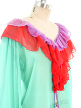 Yves Saint Laurent Ruffled Chiffon Blouse Top arcadeshops.com